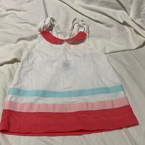Janie & Jack 5 crisscross lined summer top melon teal stripe worn once euc